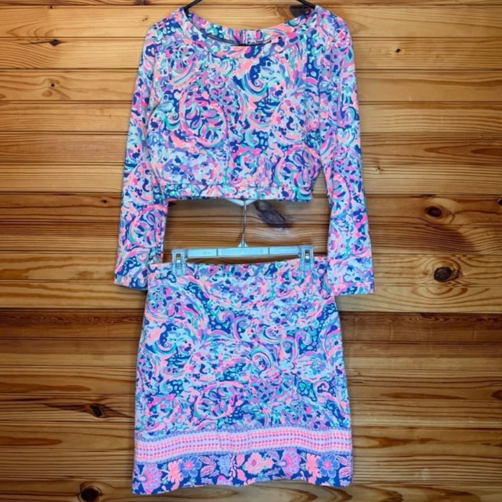 Lilly Pulitzer Boca Chica Crop Top & skirt set In La Playa size medium